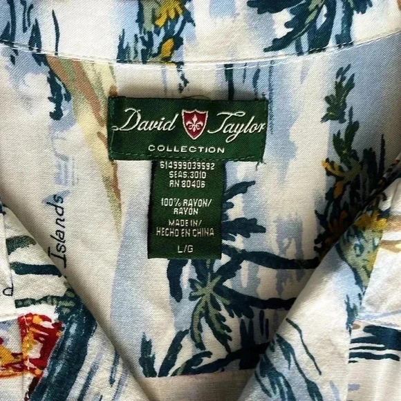 [L]Vintage David Taylor collection Rayon Hawaiian Button Down S/S Shirt  Men - Picture 2 of 5
